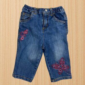 Est 1989 Place Embroidered Butterfly & Floral Denim Jeans size 12 Months